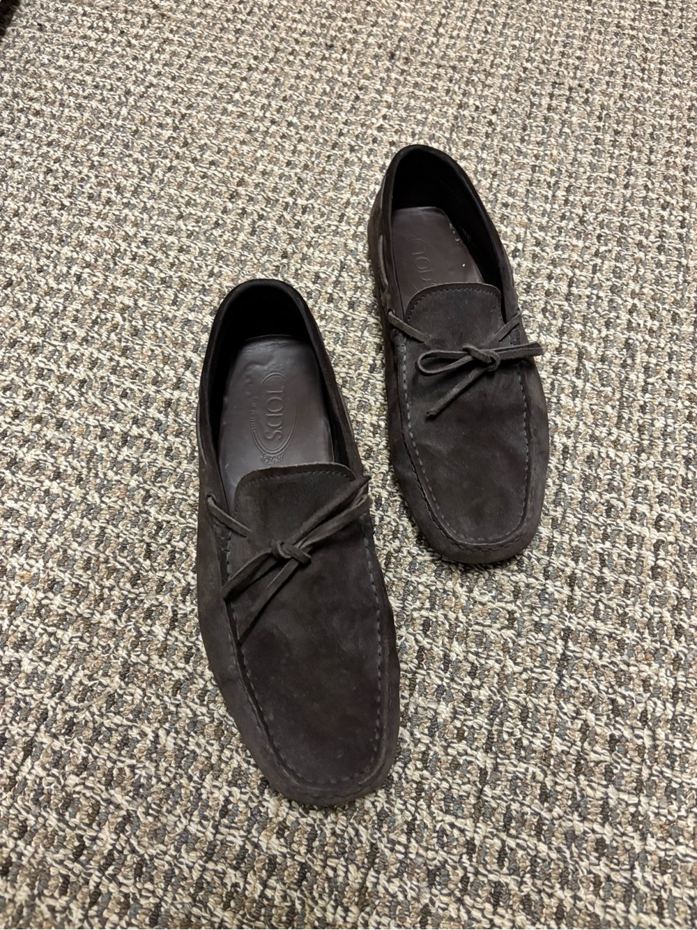 Tod's Dark Brown Suede Gommino Loafers